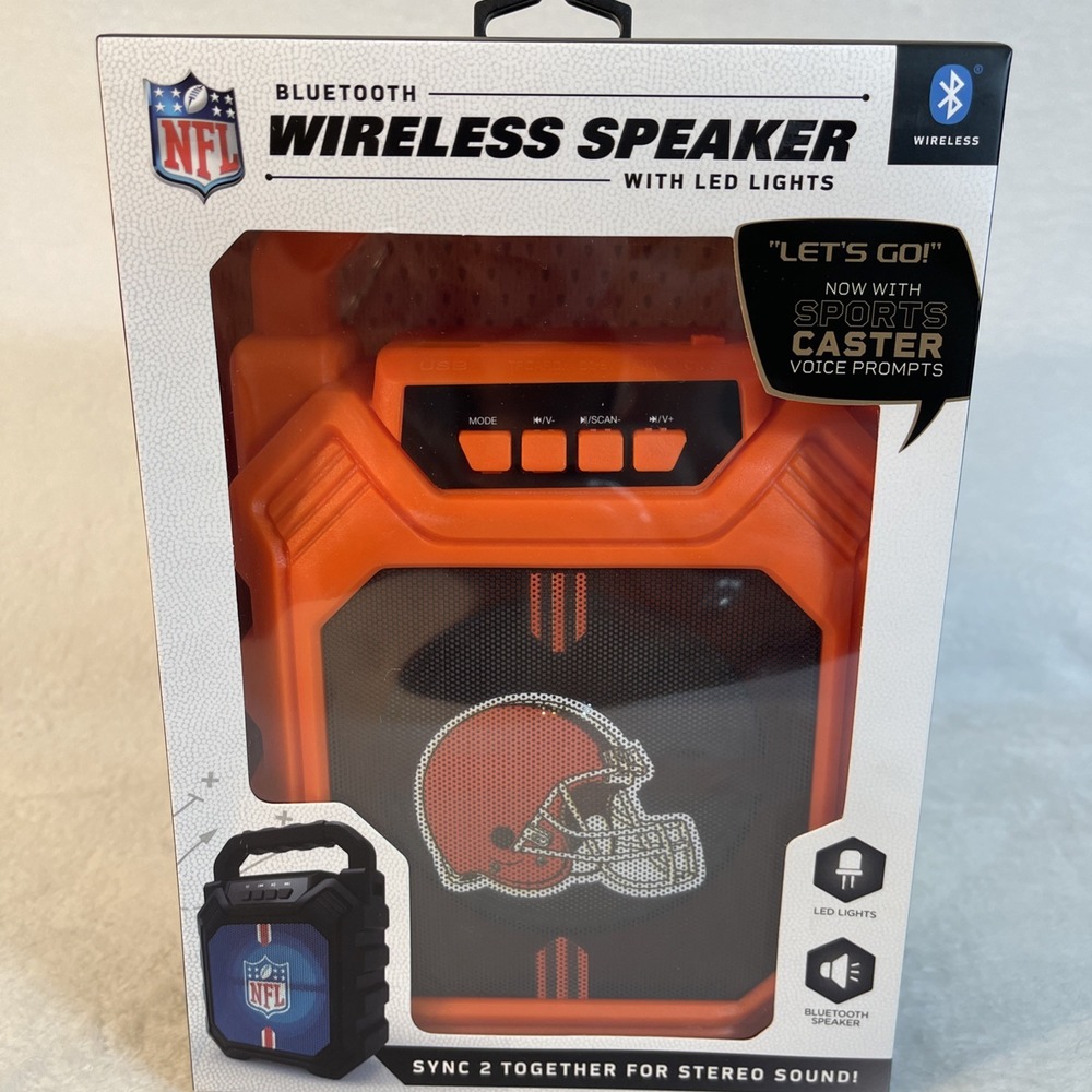 NFL Soar Cleveland Browns Bluetooth Wireless Speaker w/ LED Lights Portable New